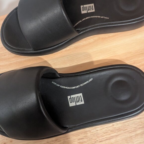 FitFlop Black !Qushion Deluxe Slides-Women's Size 9 - Picture 4 of 5
